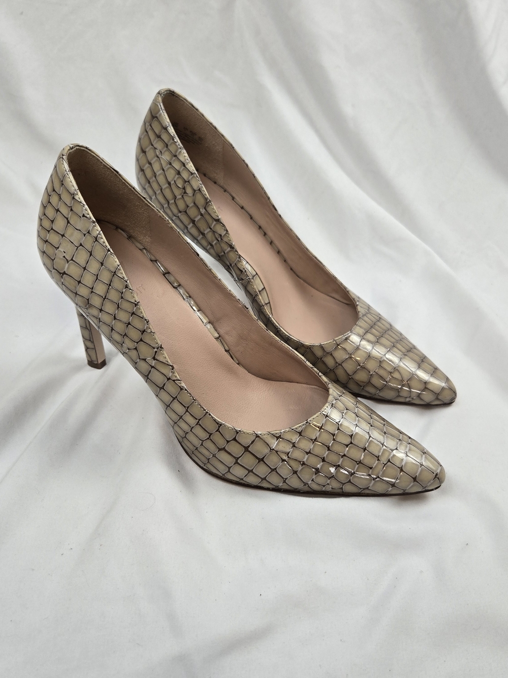 27 EDIT Naturalizer Women's Size 10 Brown Croc Embossed Pointed Toe Pumps